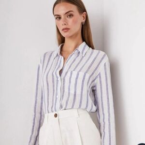 Rails Charli Villa Stripe white blue striped button up shirt